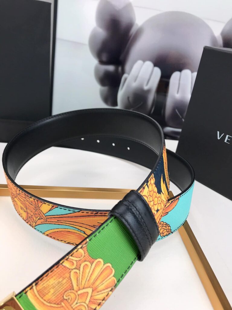 Versace La Medusa Leather Orange Gold Metal 4Cm - Image 3