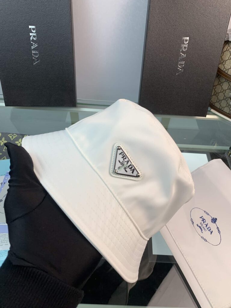 Prada Renylon Bucket Hat Sliver White - Image 3