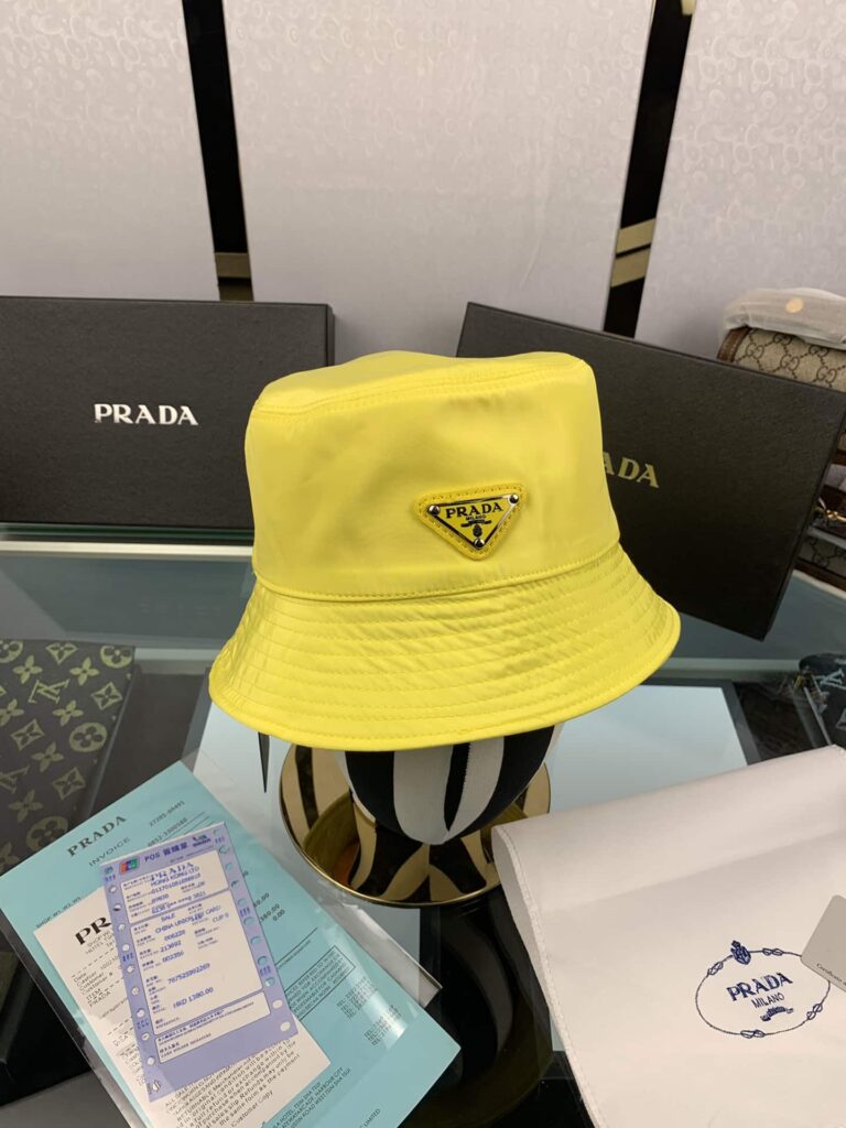 Prada Renylon Bucket Hat Sliver Yellow - Image 3