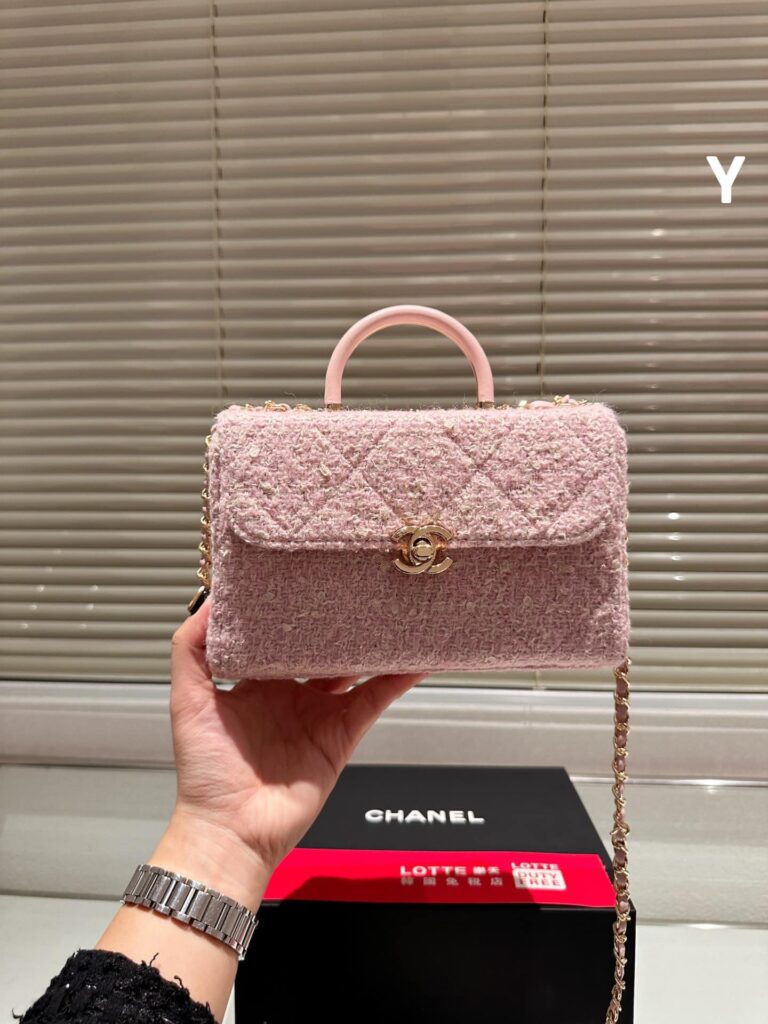 Chanel Box Bag Tweed Pink 20Cm - Image 9
