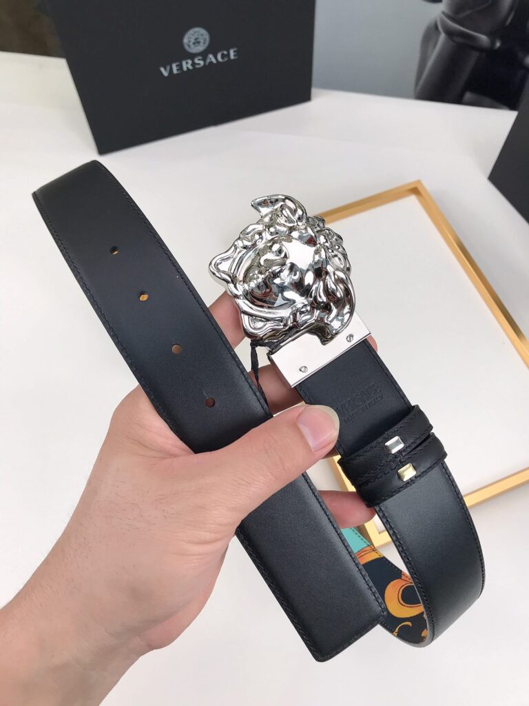 Versace La Medusa Leather Orange Silver Metal 4Cm - Image 5