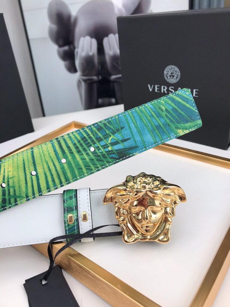 Versace La Medusa Leather Green Gold Metal 4Cm - Image 4