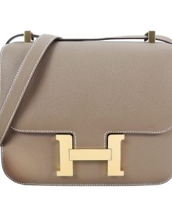 Hermes Constance Epsom Ck18 Etoupe Rose Gold Hardware 18Cm