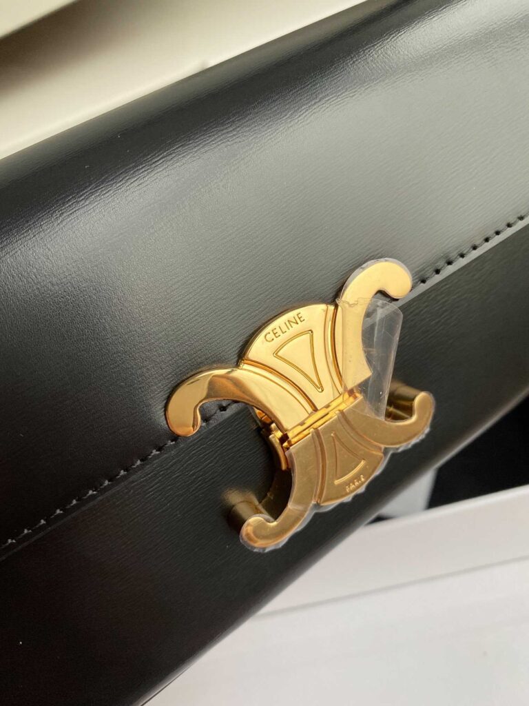 Celine Triomphe Shoulder Bag In Shiny Calfskin Black 194143Bf438No - Image 2