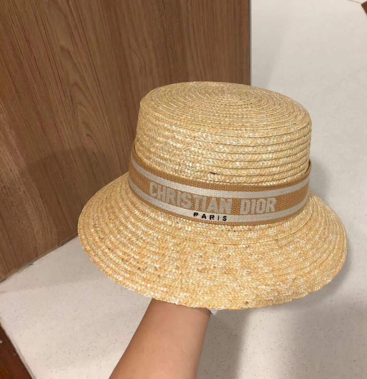 Dior Large Brim Hat With Pink Band - Image 2