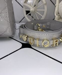 Dior Medium Lady Blush Cannage Lambskin Bag Grey 20Cm