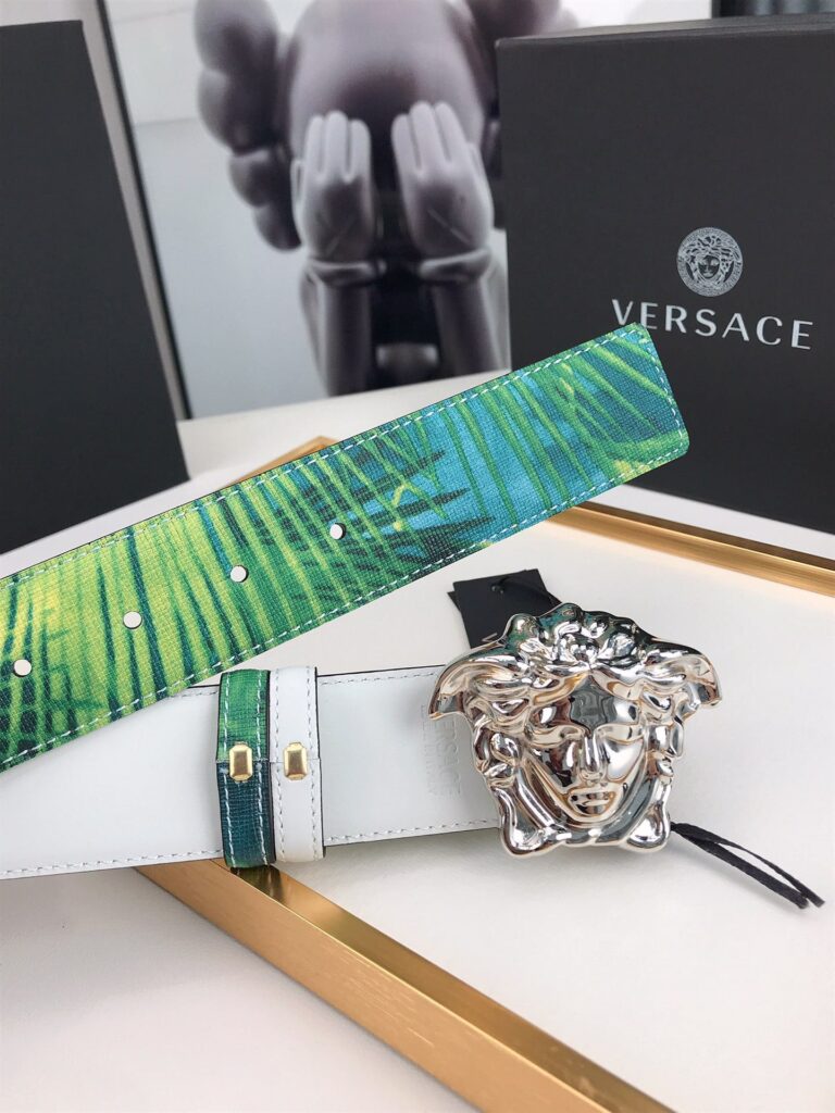 Versace La Medusa Leather Green Silver Metal 4Cm - Image 9