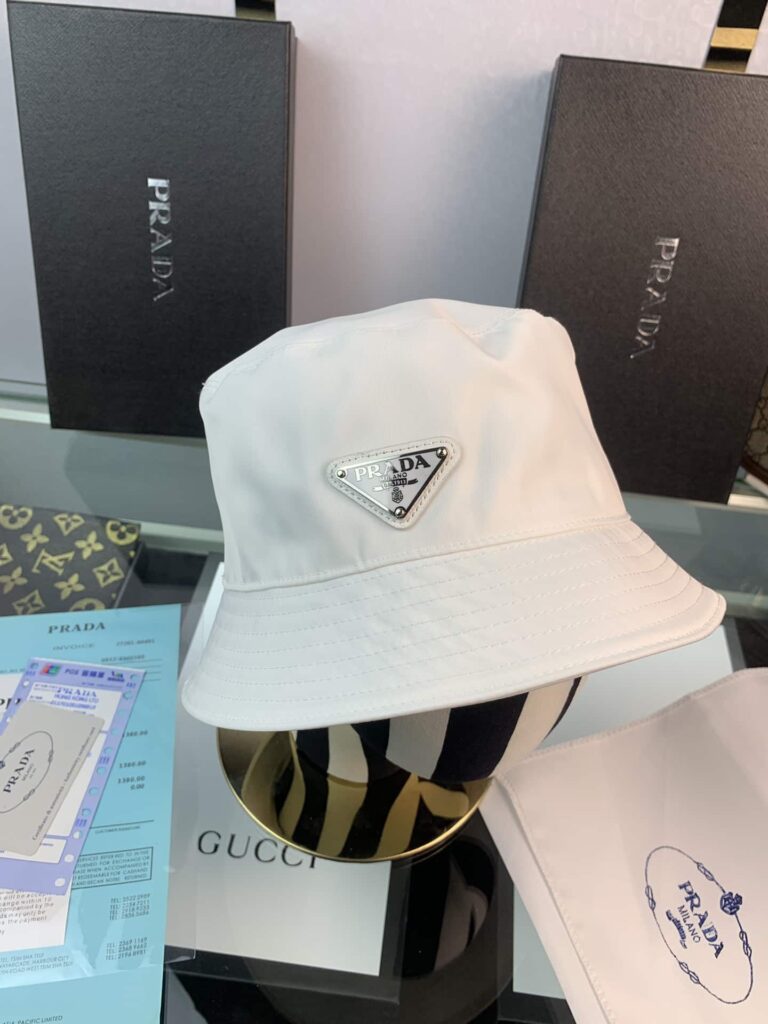 Prada Renylon Bucket Hat Sliver White - Image 2