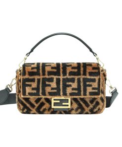 Fendi Baguette Sheepskin Bag Brown 26Cm