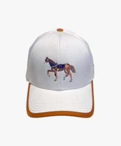 Hermes Canvas Baseball Cap Horse Hat White