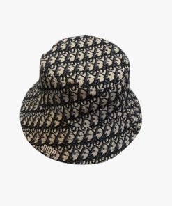Dior Oblique Bucket Hat With Dior Hardware Black And Beige