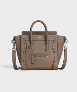 Celine Nano Luggage Bag In Drummed Calfskin Beige 189243Dru09So