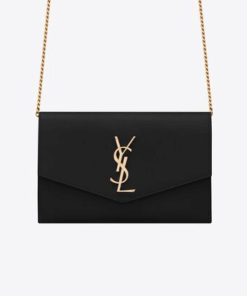 Saint Laurent Uptown Chain Wallet In Grain De Poudre Embossed Black 19Cm 6077881Gf0J1000