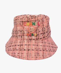 Chanel Fantasy Tweed Multicolor Logo Bucket Hat Pink