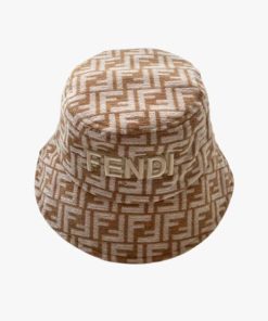 Fendi Fabric Ff Motif Bucket Hat Beige