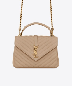 Saint Laurent Collège Medium Chain Bag In Quilted Leather Beige 24Cm 600279Brm072721