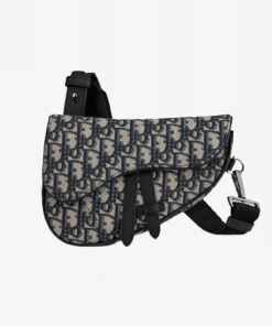 Dior Mini Saddle Bag Oblique Jacquard Beige And Black