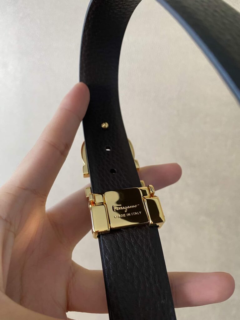 Salvatore Ferragamo Gancini Black Leather Belt With Gold Metal Buckle 2.5Cm - Image 3