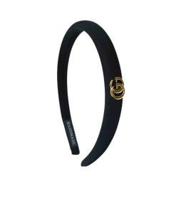 Gucci Small Gg Headband With Gold Hardware In Black
