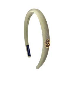Gucci Small Gg Headband With Gold Hardware In Light Green