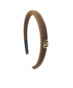 Gucci Small Gg Headband With Gold Hardware In Dark Brown