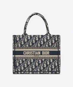 Dior Small Book Tote Blue Dior Oblique Embroidery M1265Zriw M928