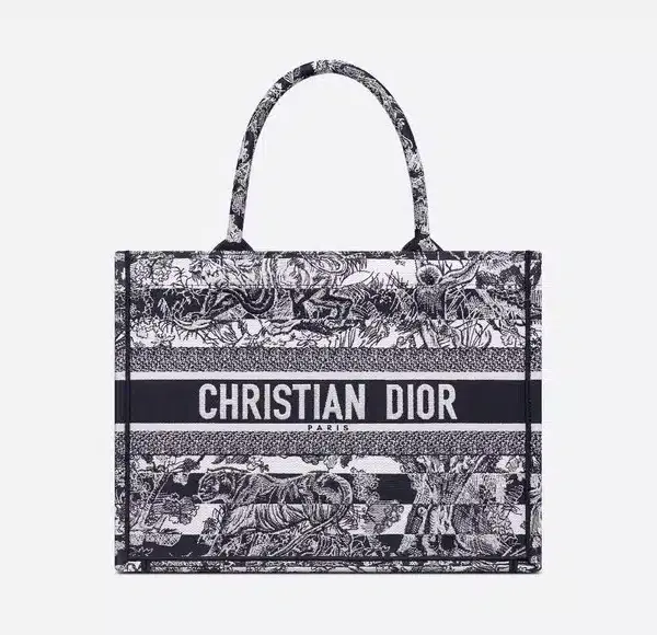 Dior Medium Book Tote Navy Blue Toile De Jouy Stripes Embroidery 36Cm M1296Zrlp M928