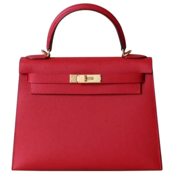 Hermes Kelly Red Sellier Rouge Epsom Gold Hardware 25Cm
