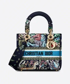 Dior Medium Lady D-Lite Blue Multicolor D-Constellation Embroidery M0565Oruv_M928 24Cm