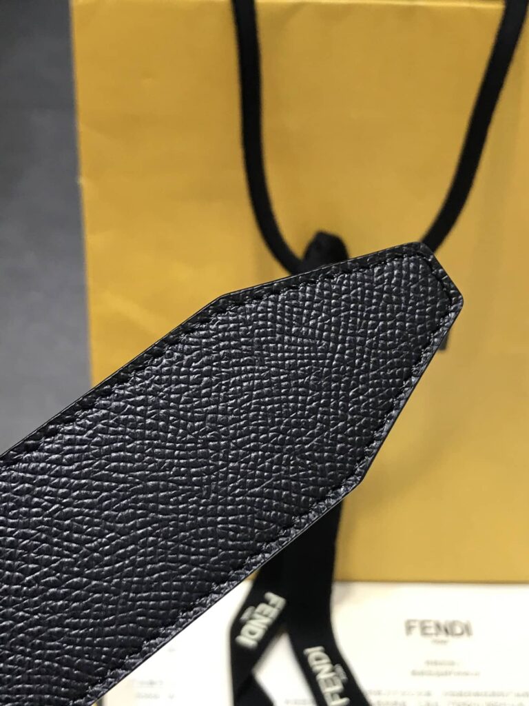 Fendi Reversible Black Leather Belt Yellow 40Mm - Image 5