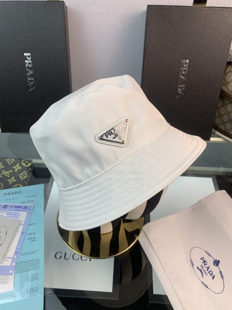 Prada Renylon Bucket Hat Sliver White - Image 4