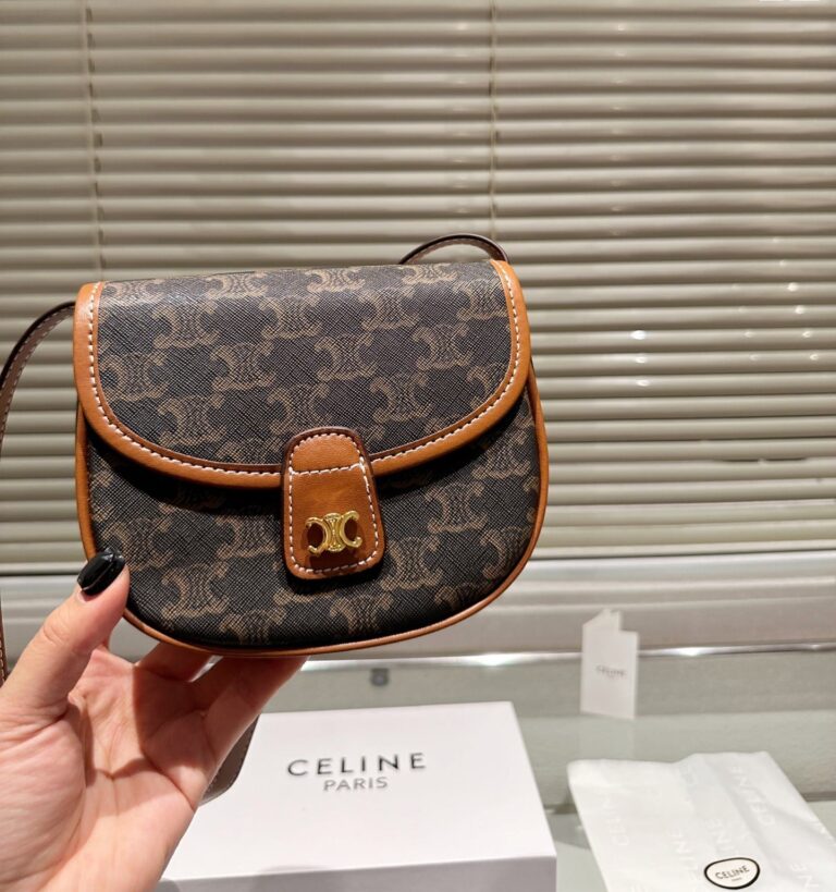 Celine Mini Besace In Triomphe Canvas And Calfskin Tan 17Cm 196702Bzj 04Lu - Image 2