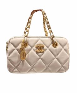 Chanel Matelasse Flap Lambskin Bag With Chain White 20Cm