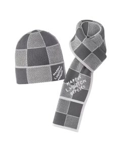 Louis Vuitton Damier Heritage Scarf And Beanie Hat Wool Set Dark Grey M92664