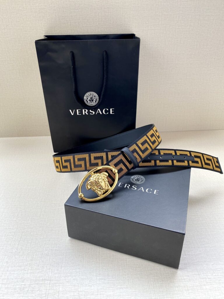 Versace Black Belt With Medusa Gold Metal 3.8Cm - Image 5