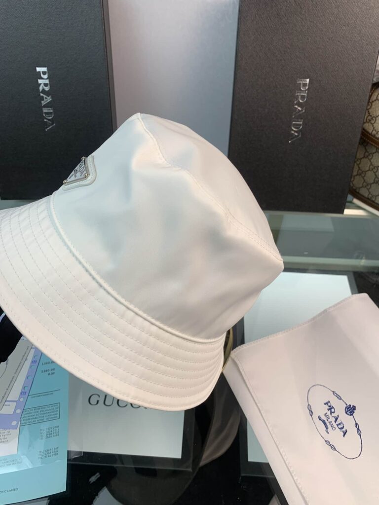 Prada Renylon Bucket Hat Sliver White - Image 7