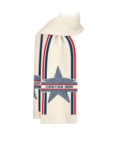 Dior Dioralps Scarf White Three Tone Wool And Cashmere
