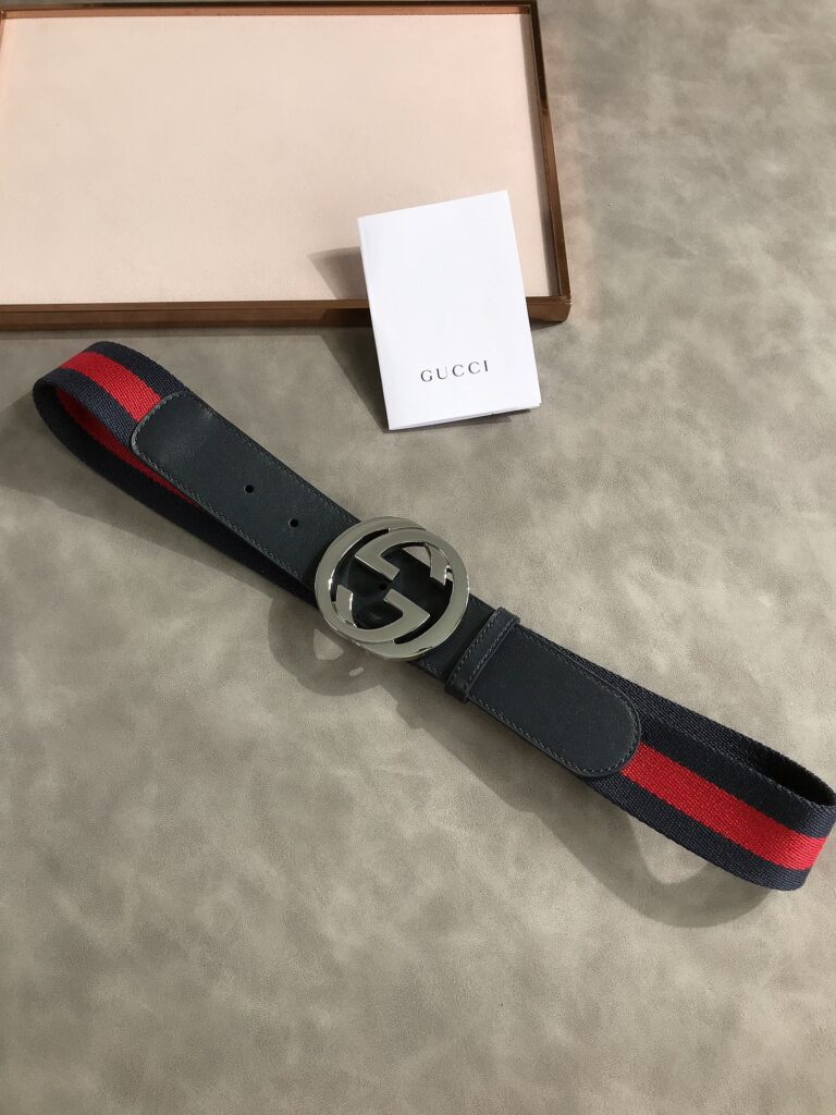 Gucci Web Belt With G Buckle Navy 4Cm 411924 H917N 8497 - Image 9