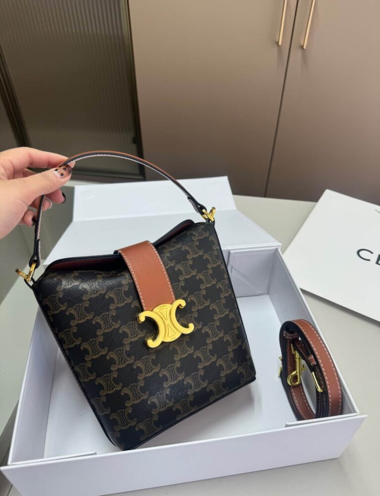 Celine Mini Bucket Triomphe In Triomphe Canvas 17Cm - Image 2