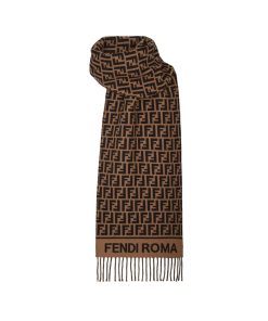 Fendi Ff Scarf Wool And Cashmere Brown Fxt113Aqcwf0Qe1