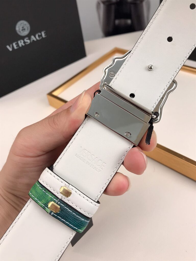 Versace La Medusa Leather Green Silver Metal 4Cm - Image 7