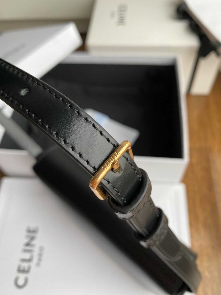 Celine Triomphe Shoulder Bag In Shiny Calfskin Black 194143Bf438No - Image 3