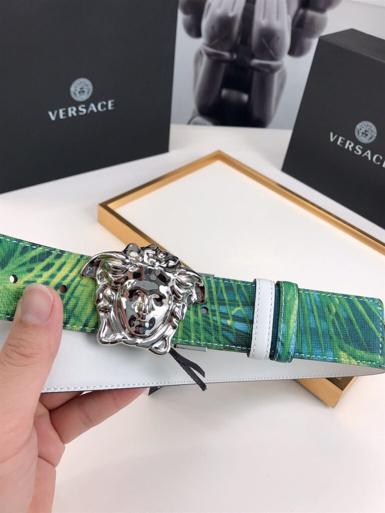 Versace La Medusa Leather Green Silver Metal 4Cm - Image 6
