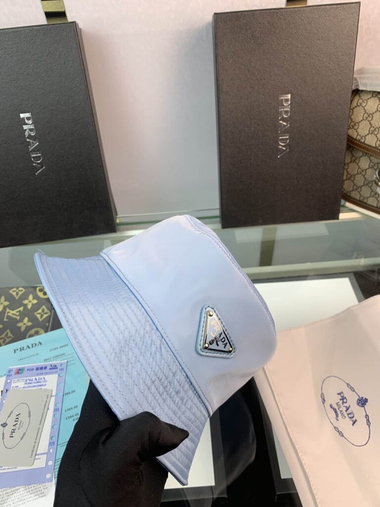 Prada Renylon Bucket Hat Light Blue - Image 4