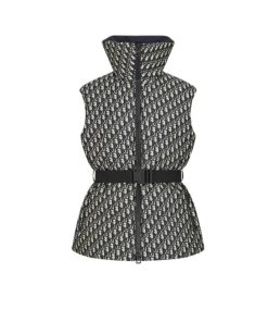 Dior Dioralps Belted Puffer Jacket Black And White