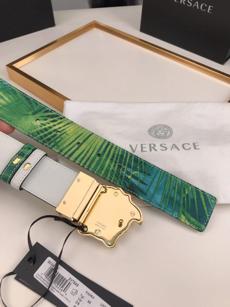 Versace La Medusa Leather Green Gold Metal 4Cm - Image 9