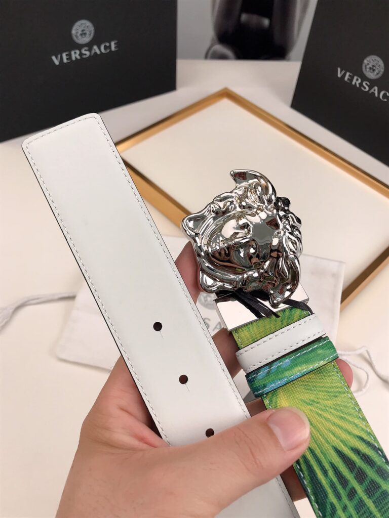 Versace La Medusa Leather Green Silver Metal 4Cm - Image 8