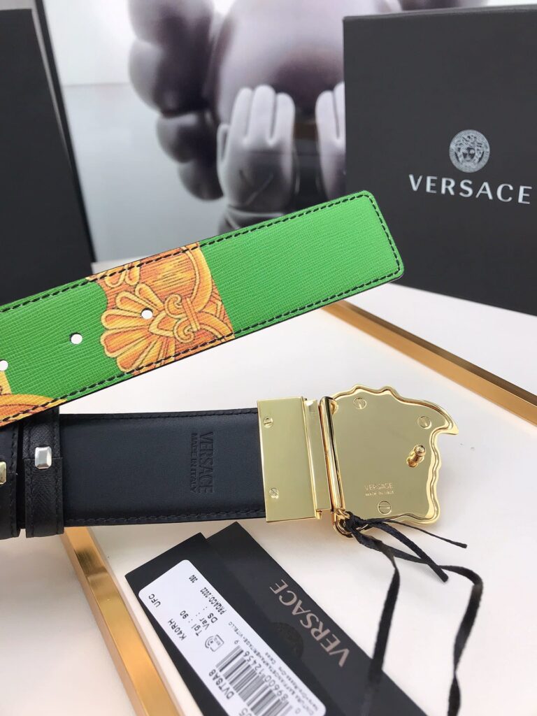 Versace La Medusa Leather Orange Gold Metal 4Cm - Image 6