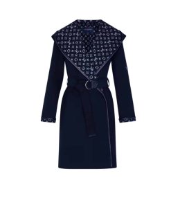 Louis Vuitton Hooded Wrap Coat Black 1A4Pe6