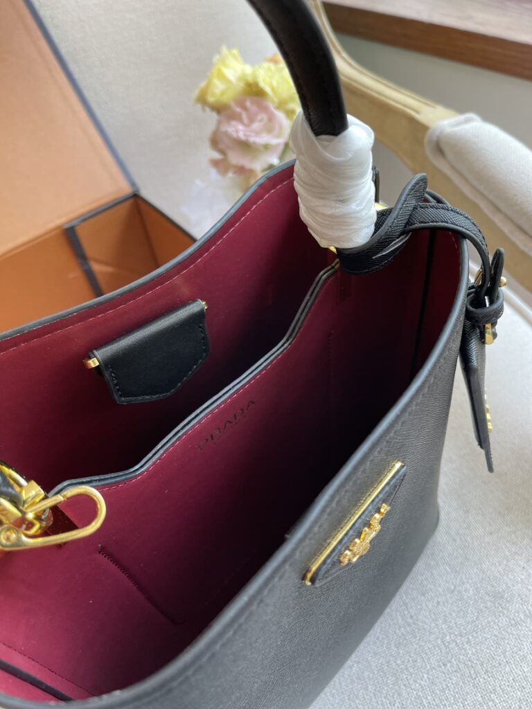 Prada Medium Saffiano Leather Panier Bag Black 1Ba2122Erxf0Lj4Vooo - Image 4